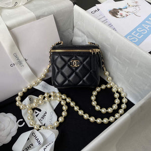 Chanel AP2581 Small Vanity with Chain lambskin Black - Default Title - View 1