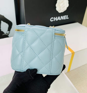 Chanel AP2581 Small Vanity with Chain lambskin Blue - Default Title - View 3