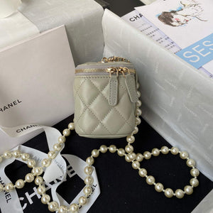 Chanel AP2581 Small Vanity with Chain lambskin Gray - Default Title - View 5
