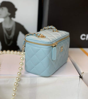 Chanel AP2582 Vanity with Chain lambskin Blue - Default Title - View 3