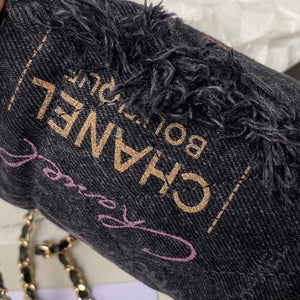 Chanel AP2603 Mini Bucket Bag with Chain Printed Denim Gold Black - Default Title - View 4