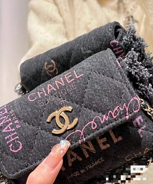Chanel AP2623 Belt bag printed Denim gold Black - Default Title - View 1