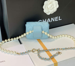 Chanel AP2654 Belt bag lambskin Imitation Pearls gold Light Blue - Default Title - View 9