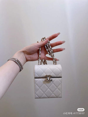 Chanel AP2656 Small box with chain lambskin White - Default Title - View 1