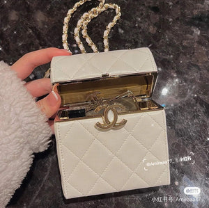 Chanel AP2656 Small box with chain lambskin White - Default Title - View 7