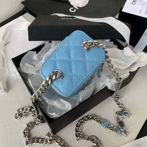 Chanel AP2718 Small Vanity With Chain Calfskin Blue - Default Title - View 5