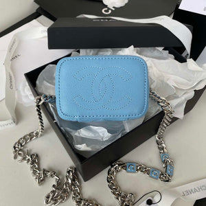 Chanel AP2718 Small Vanity With Chain Calfskin Blue - Default Title - View 6