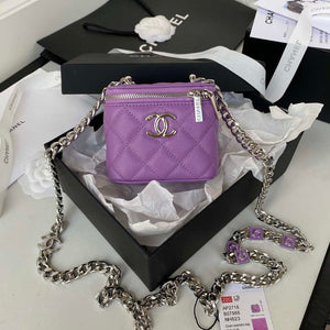 Chanel AP2718 Small Vanity With Chain Calfskin Purple - Default Title - View 1
