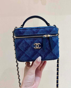 Chanel AP2718 Small Vanity With Chain Denim Blue - Default Title - View 1
