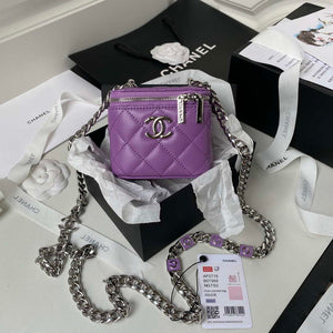 Chanel AP2718 Small Vanity With Chain Purple Lambskin - Default Title - View 1
