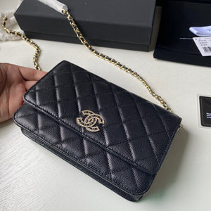 Chanel Classic Wallet on Chain Grained Shiny AP2734 black - Default Title - View 4