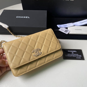Chanel Classic Wallet on Chain Grained Shiny AP2742 Apricot - Default Title - View 3