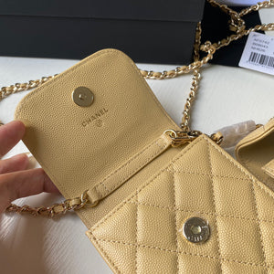 Chanel Phone Airpods Pro Case with Chain Grained Shiny AP2742 Apricot - Default Title - View 7