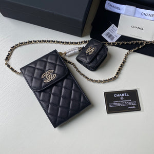 Chanel Phone Airpods Pro Case with Chain Grained Shiny AP2740 black - Default Title - View 3