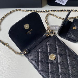 Chanel Phone Airpods Pro Case with Chain Grained Shiny AP2740 black - Default Title - View 7