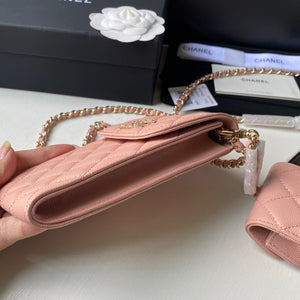 Chanel Phone Airpods Pro Case with Chain Grained Shiny Pink AP2742 - Default Title - View 5