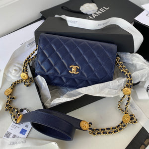 Chanel AP2840 Small Flap Bags Calfskin Navy Blue - Default Title - View 1