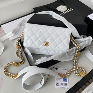 Chanel AP2840 Small Flap Bags Calfskin White - Default Title - View 1