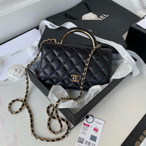 Chanel AP2844 Wallet on chain Lambskin bag with top handle Light gold Black - Default Title - View 1