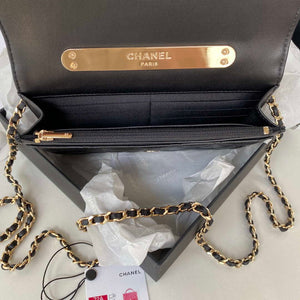 Chanel AP2844 Wallet on chain Lambskin bag with top handle Light gold Black - Default Title - View 7
