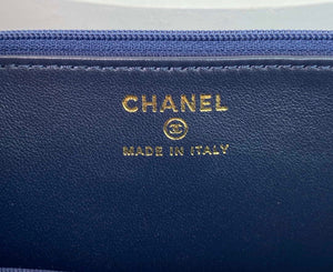 Chanel AP2844 Wallet on chain Lambskin bag with top handle Light gold Navy Blue - Default Title - View 8