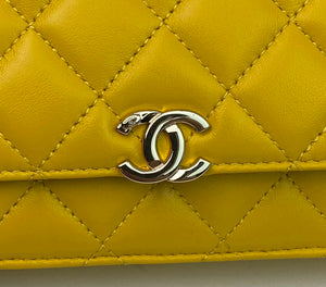 Chanel AP2844 Wallet on chain Lambskin bag with top handle Light gold Yellow - Default Title - View 3