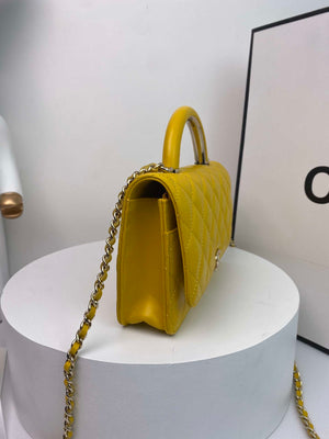 Chanel AP2844 Wallet on chain Lambskin bag with top handle Light gold Yellow - Default Title - View 4