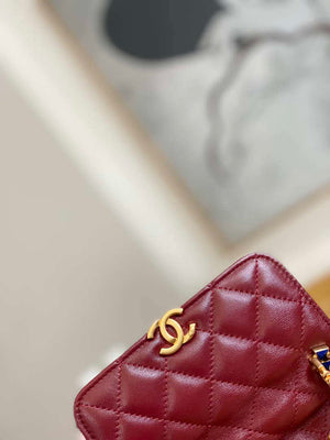 Chanel AP2945 Clutch with Chain Lambskin Wine Red Gold - Default Title - View 4