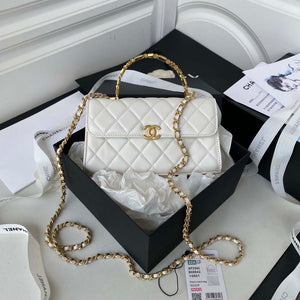 Chanel AP2946 Phone Holder Clutch with Chain Lambskin White - Default Title - View 1