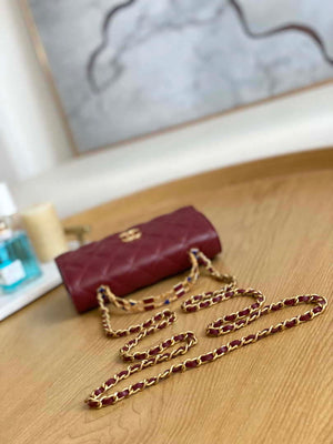 Chanel AP2946 Phone Holder Clutch with Chain Lambskin Wine Red - Default Title - View 6