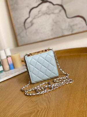 Chanel AP3020 Clutch with chain lambskin gold tone metal Light Blue - Default Title - View 2