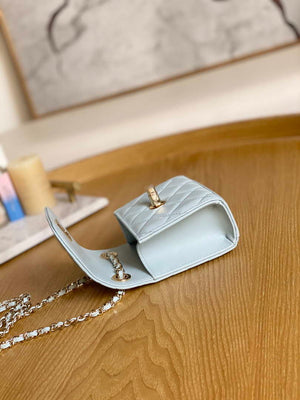 Chanel AP3020 Clutch with chain lambskin gold tone metal Light Blue - Default Title - View 8