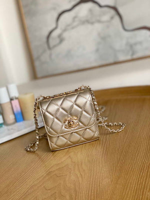 Chanel AP3020 Clutch with chain lambskin gold tone metal Gold - Default Title - View 1
