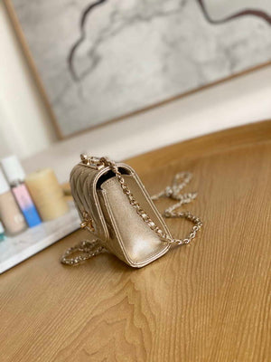 Chanel AP3020 Clutch with chain lambskin gold tone metal Gold - Default Title - View 5