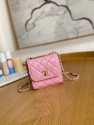 Chanel AP3020 Clutch with chain lambskin gold tone metal Pink - Default Title - View 1