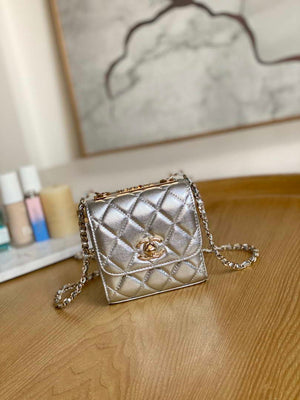 Chanel AP3020 Clutch with chain lambskin gold tone metal Sliver - Default Title - View 1