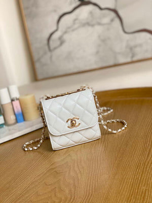 Chanel AP3020 Clutch with chain lambskip gold tone metal White - Default Title - View 1