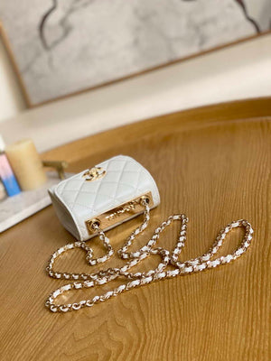 Chanel AP3020 Clutch with chain lambskip gold tone metal White - Default Title - View 6