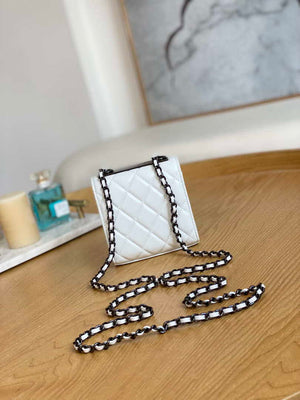Chanel AP3020 Clutch with chain lambskin Black tone metal White - Default Title - View 2