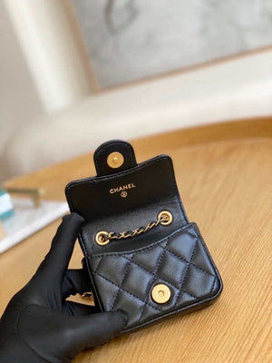 Chanel AP3037 BELT Bag Lambskin Enamel & Gold-Tone Metal Black - Default Title - View 8