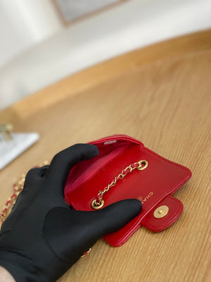 Chanel AP3037 BELT Bag Lambskin Enamel & Gold-Tone Metal Red - Default Title - View 9