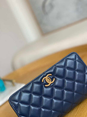Chanel AP3043 WALLET ON CHAIN Lambskin & Gold-Tone Metal Blue - Default Title - View 4