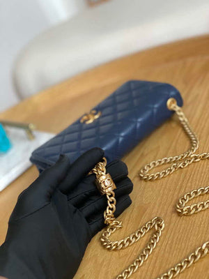 Chanel AP3043 WALLET ON CHAIN Lambskin & Gold-Tone Metal Blue - Default Title - View 5