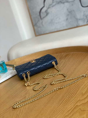 Chanel AP3043 WALLET ON CHAIN Lambskin & Gold-Tone Metal Blue - Default Title - View 6