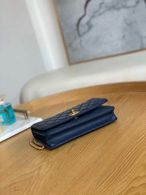 Chanel AP3043 WALLET ON CHAIN Lambskin & Gold-Tone Metal Blue - Default Title - View 7