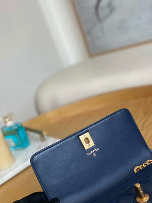 Chanel AP3043 WALLET ON CHAIN Lambskin & Gold-Tone Metal Blue - Default Title - View 8
