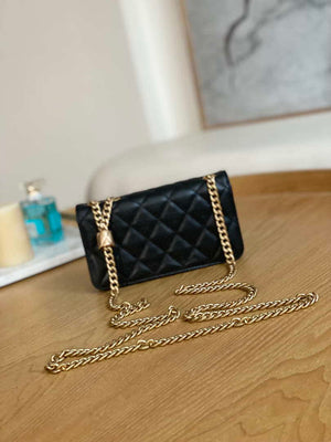 Chanel AP3047 FLAP Phone Holder With Chain Black Lambskin - Default Title - View 2