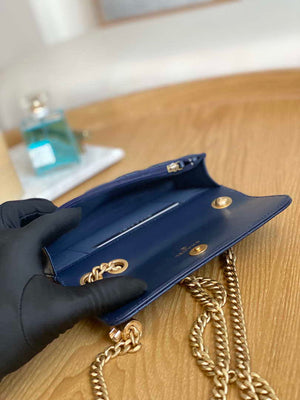 Chanel AP3047 FLAP Phone Holder With Chain Blue Lambskin & Gold-Tone Metal - Default Title - View 9