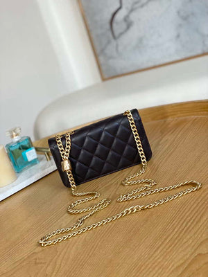 Chanel AP3047 FLAP Phone Holder With Chain Dark brown Lambskin - Default Title - View 2