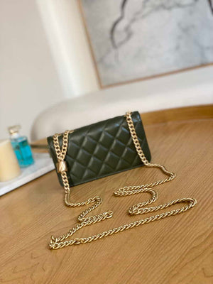 Chanel AP3047 FLAP Phone Holder With Chain Green Lambskin - Default Title - View 2